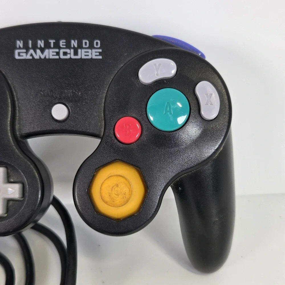 Nintendo GameCube Controller Black Wired DOL-003 OEM Ergonomic 8ft Cable